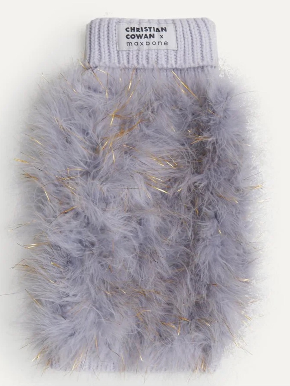 Christian Cowan Holiday Glitz Periwinkle Dog Sweater XL Feather Tinsel Maxbone